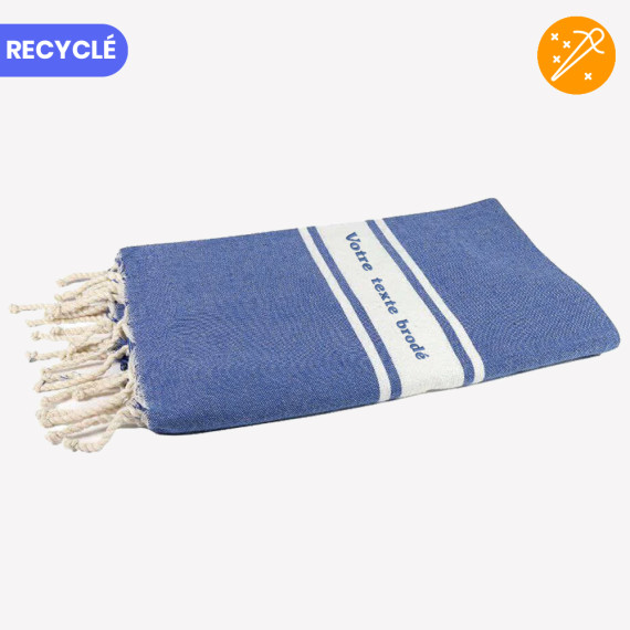 fouta bleu foncée personnalisée