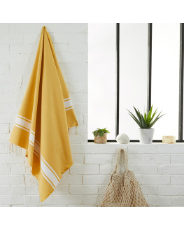 fouta brodée jaune