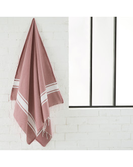 fouta brodée rose poudré