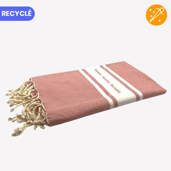 fouta rose poudré personnalisée